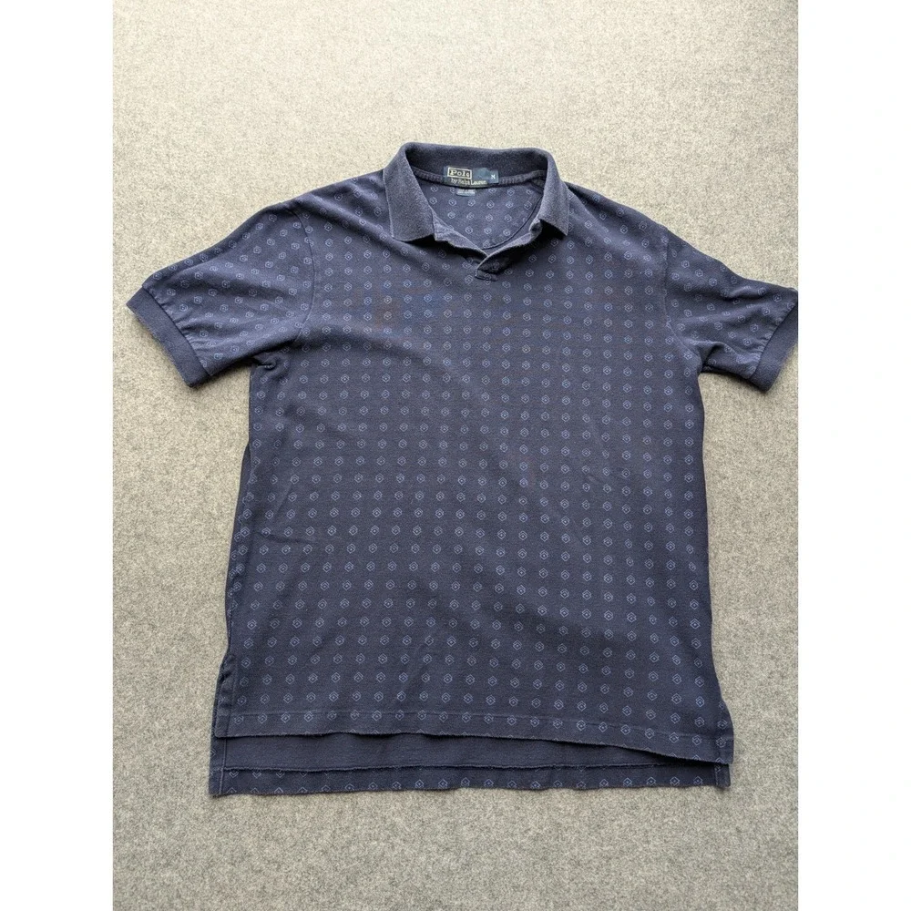 Ralph Lauren Men's Polo Shirt Medium Blue Diamond Geometric Pullover Short...